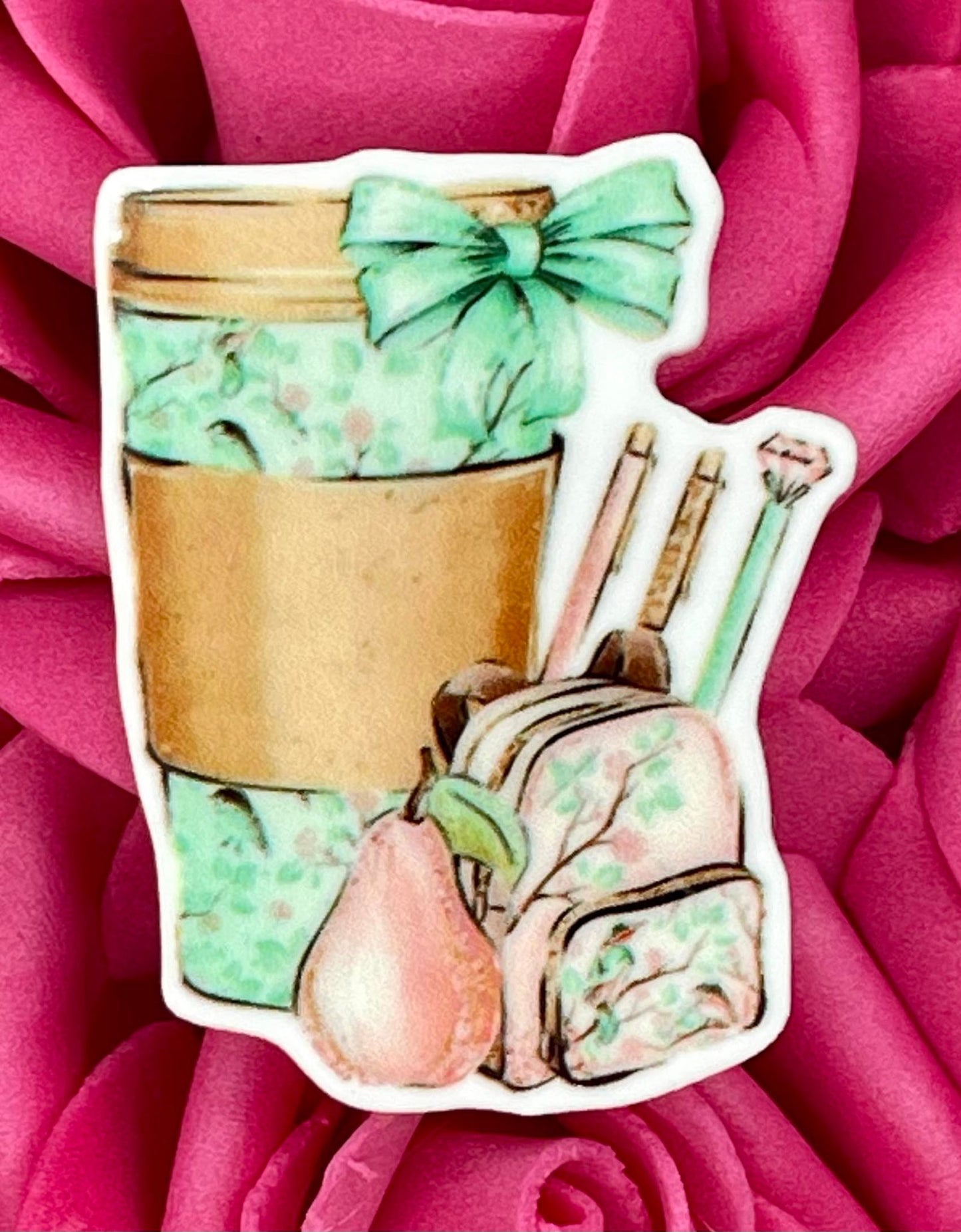 #1327 Teal coffee cup with bow