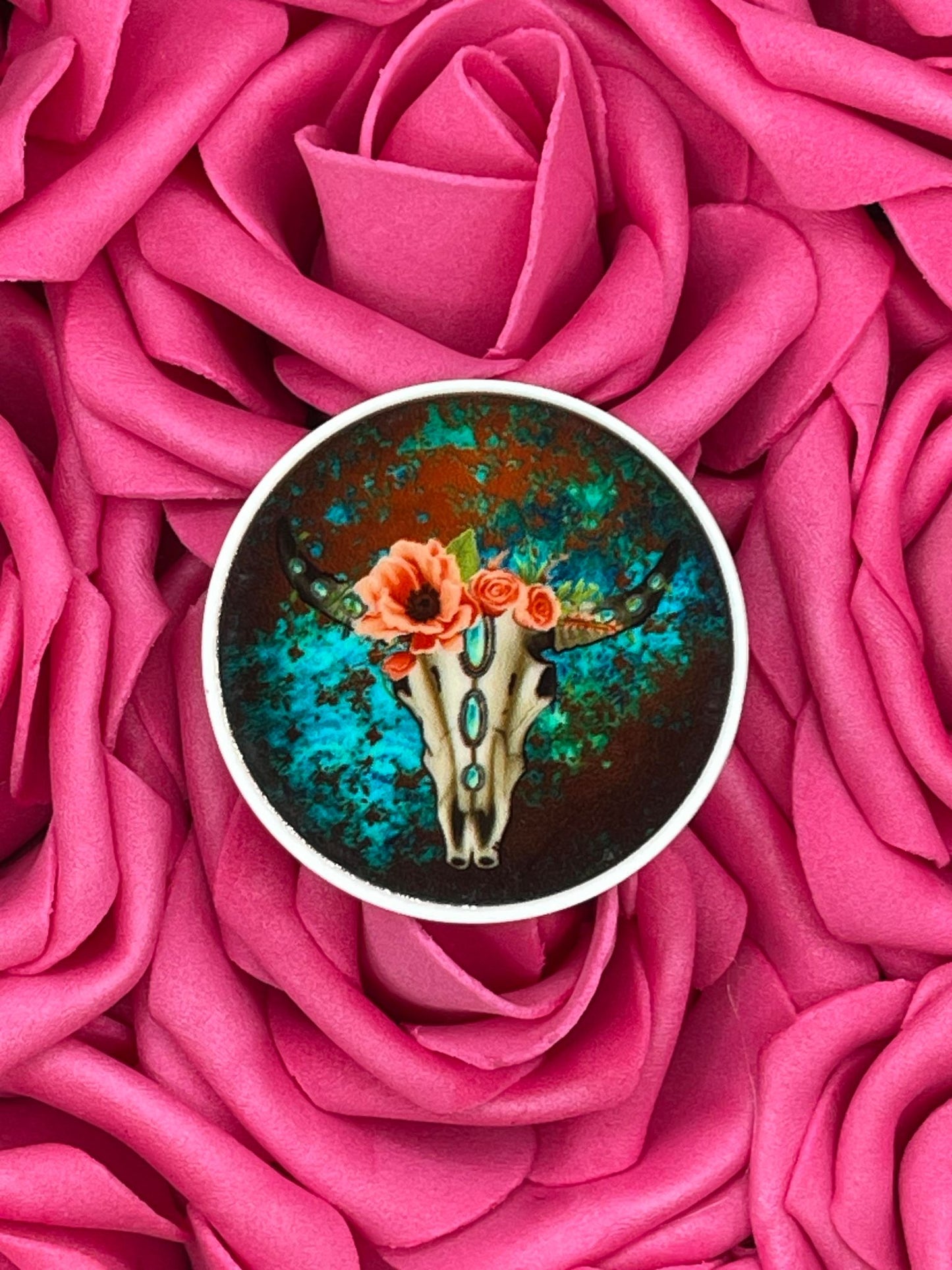 #1035 Pink flower Skull