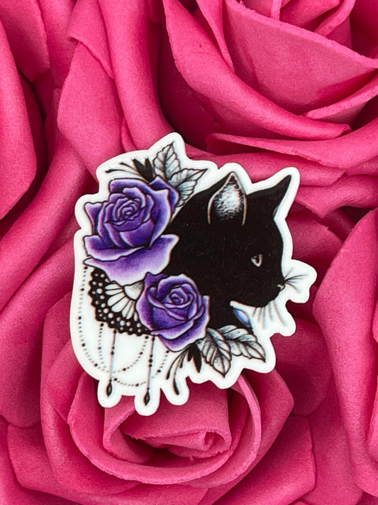 #221 Cat purple roses